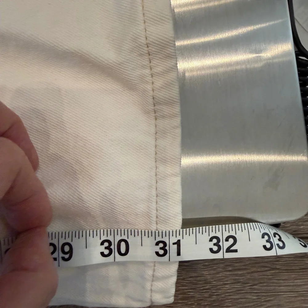 H&M Divided Wide High Waist Jeans Cream Studded Full Length Cotton 12/32 - Picture 8 of 9